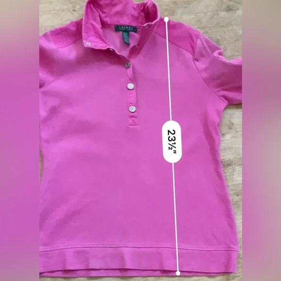 Lauren Ralph Lauren Women’s Medium Hot Pink Snap Front Ribbed Cotton Pullover - Picture 12 of 16